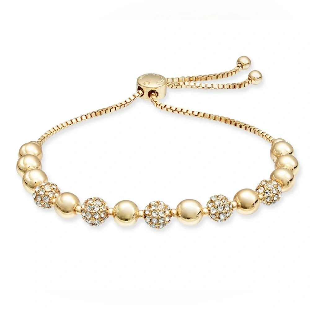 Pavé & Imitation Pearl Slider Bracelet 2 pcs - Picture 3 of 8